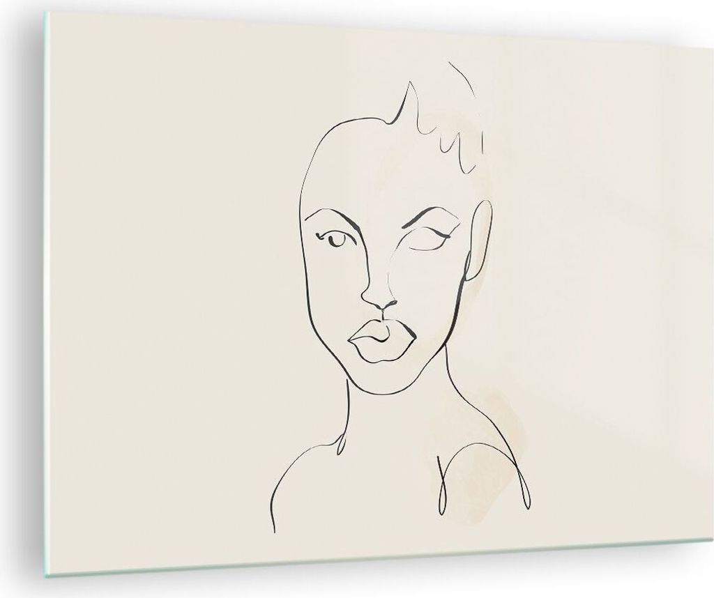 Bilder auf glas - Einteilig - Porträt Afro Skizze - 70x50cm - Glasbilder - Wandbilder - Bilder - zum Aufhängen bereit - Wanddekoration aus Glas -...