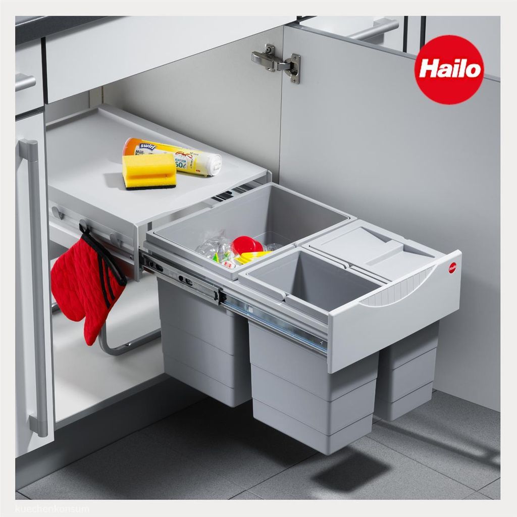 Hailo Tandem 5. Abfallsammler, hellgrau.  - Mülleimer Produktbild 
