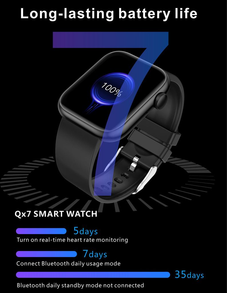 Chytré hodinky QX7, sportovní náramek, 1,85palcový displej, Obrázek produktu 8
