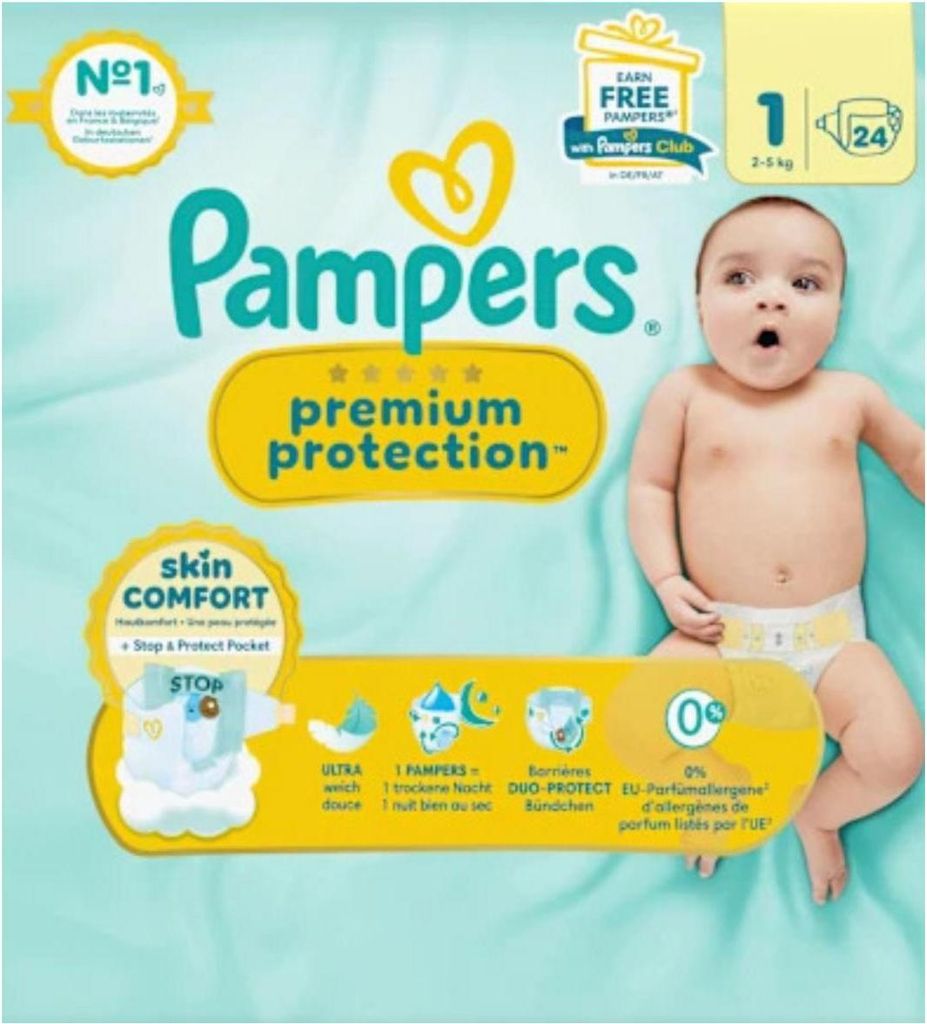 Pampers Premium Protection Grösse 1 2-5kg 24 Windeln für Produktbild 