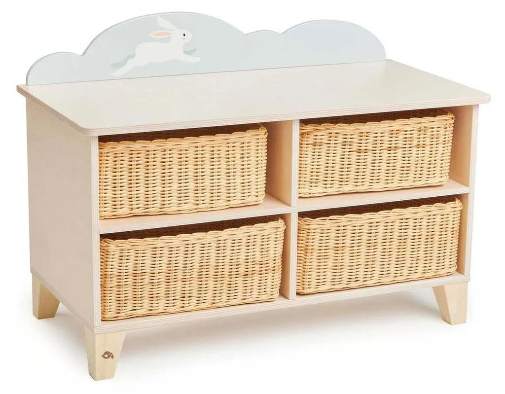 Petit meuble lapin en bois naturel de luxe avec étagères intégrées