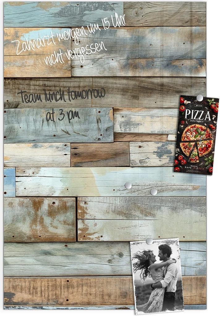 Magnettafel 40x60cm Pinnwand Whiteboard beschreibbar - Alte Holzplanken