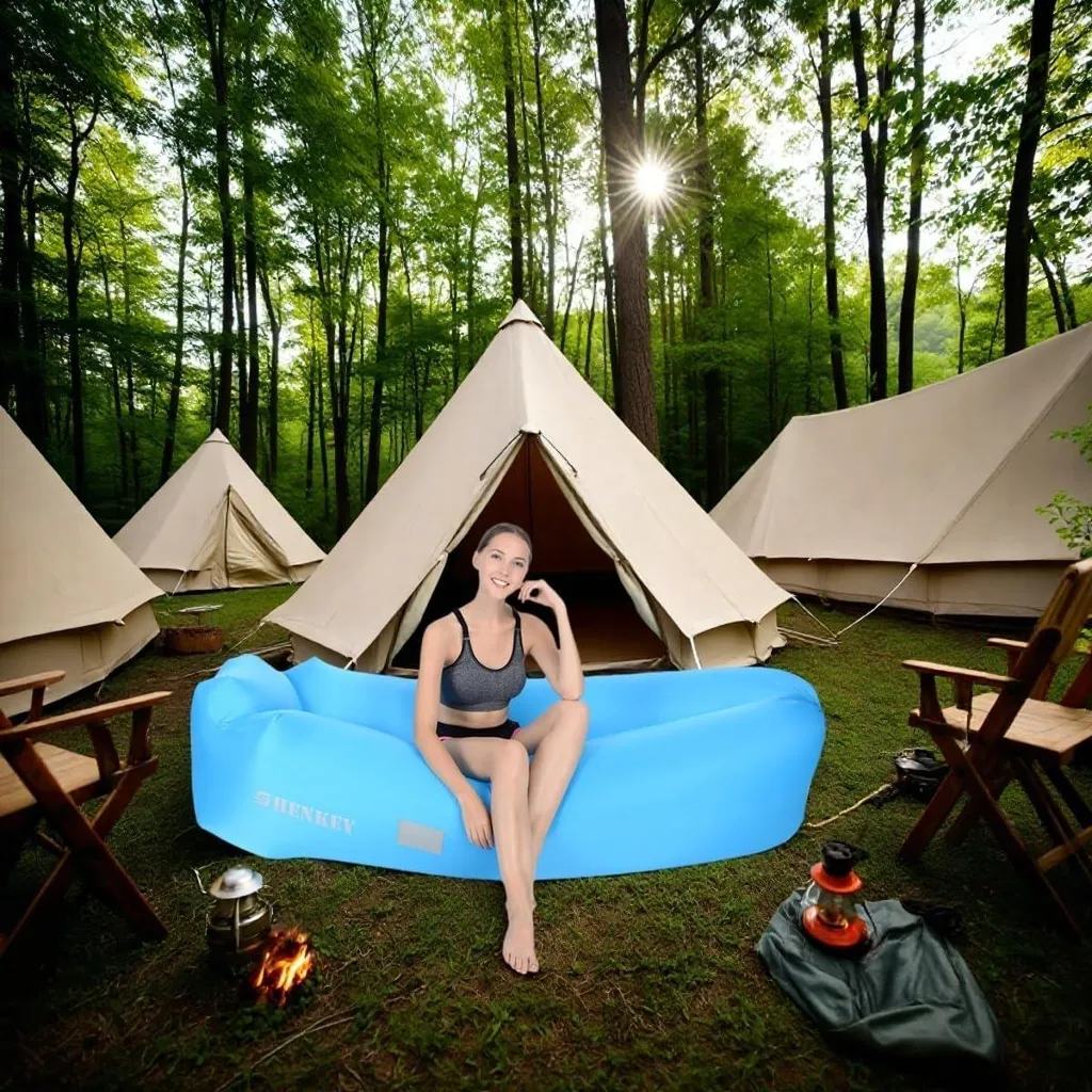 Pouf gonflable extérieur anti-fuite d'air et design étanche de voyage