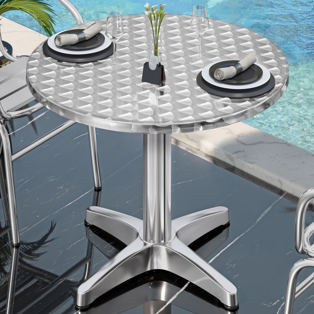 CB | Aluminium Bistrotisch | Ø:H 60 x 78 cm | Edelstahl | Rund | Bistrotisch Gastro Tisch