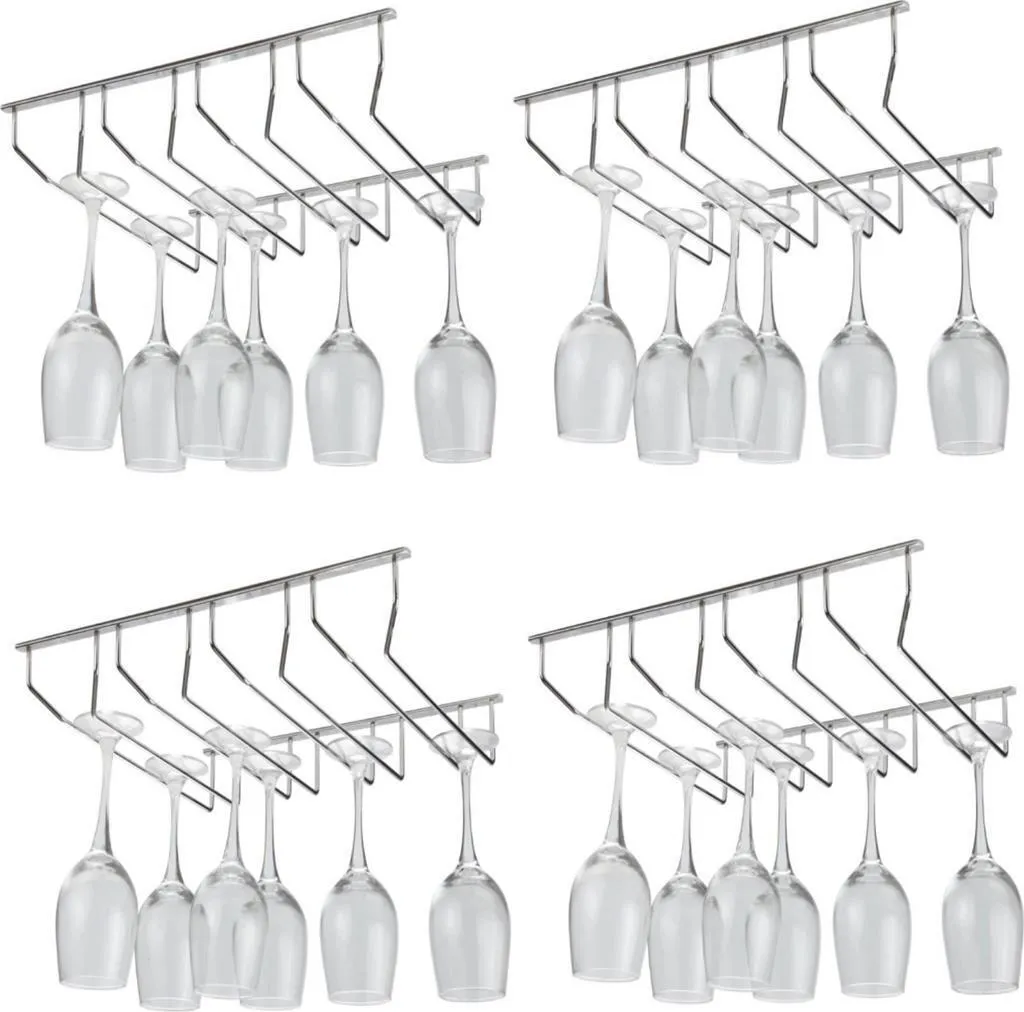 Support verres à pied pour étagère et bar gain de place 4 rangées