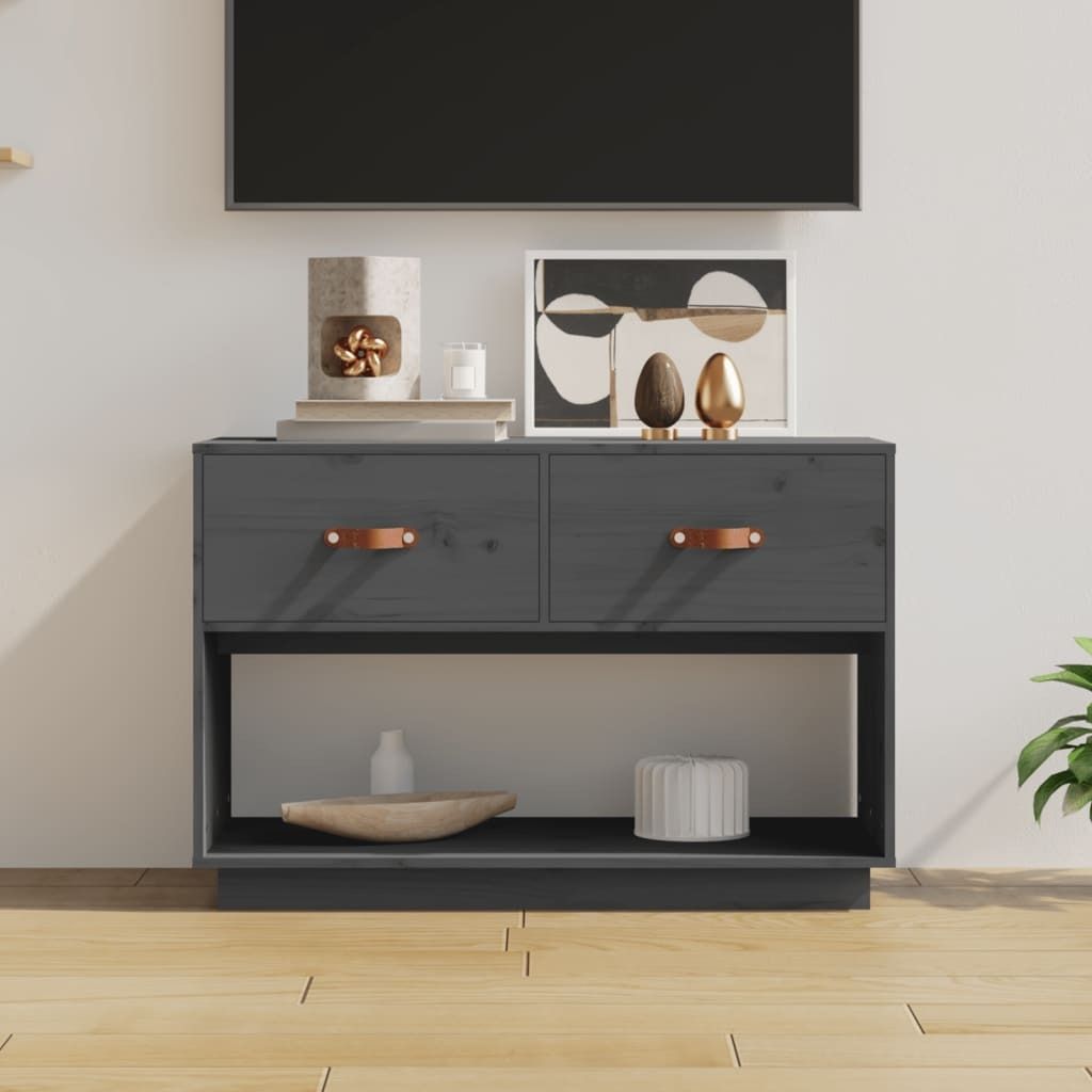 Maison Exclusive - TV-Schrank Grau 90x40x60 cm Massivholz Kiefer