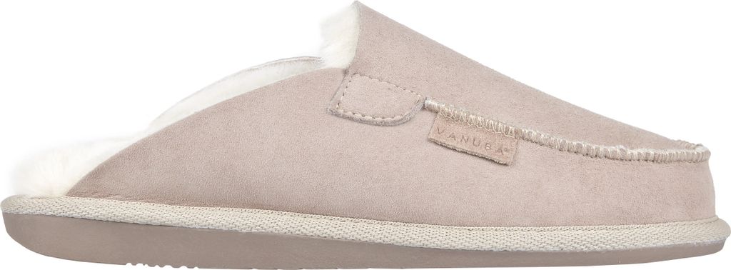 Vanuba - Damen Hausschuhe Awassi Moderne Pantoffeln Echtleder Natur Wolle D005 Beige-Weiß, Größe 40 EU