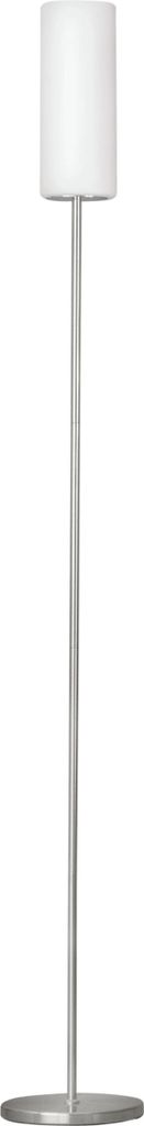 EGLO Stehlampe Troy 3, 1 flammige Stehleuchte, Material: Stahl, Farbe: Nickel matt, Glas: satiniert weiß, Fassung: E27, inkl. Trittschalter
