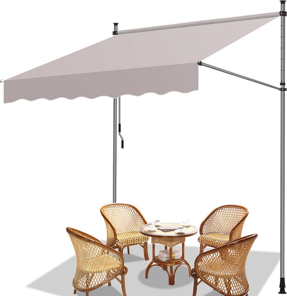 Markise Klemmmarkise Balkonmarkise ohne Bohren-höhenverstellbar Sonnenmarkise UV-beständig & wasserabweisend 350cm Beige