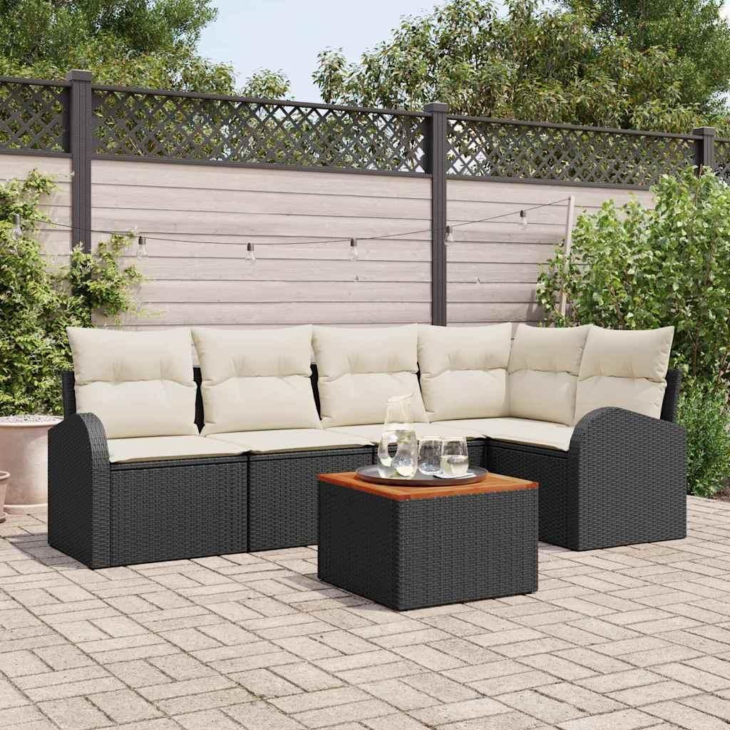 Maison Exclusive - Gartensofa-set mit Kissen 6 pcs Schwarz Poly-Rattan