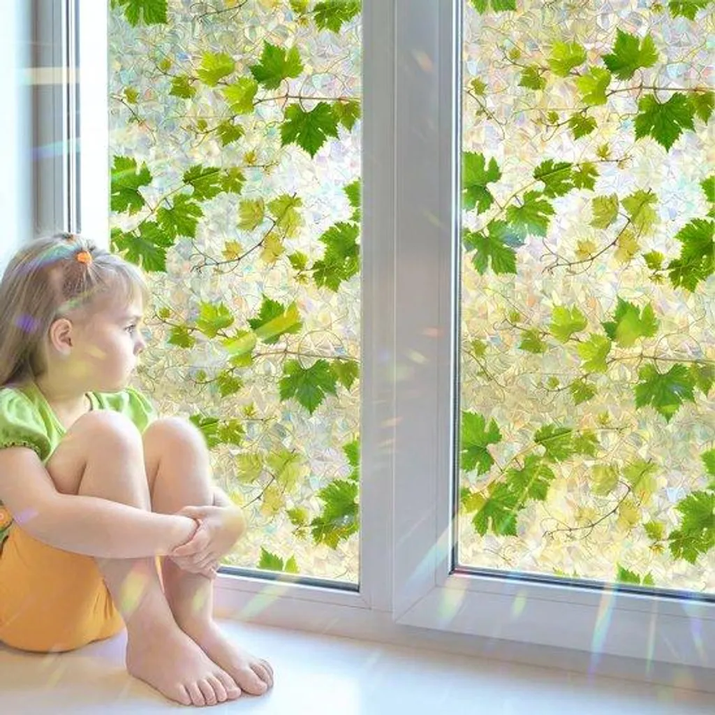 Film fenêtre statique feuilles de vigne d'été 40x200 cm vert décoratif