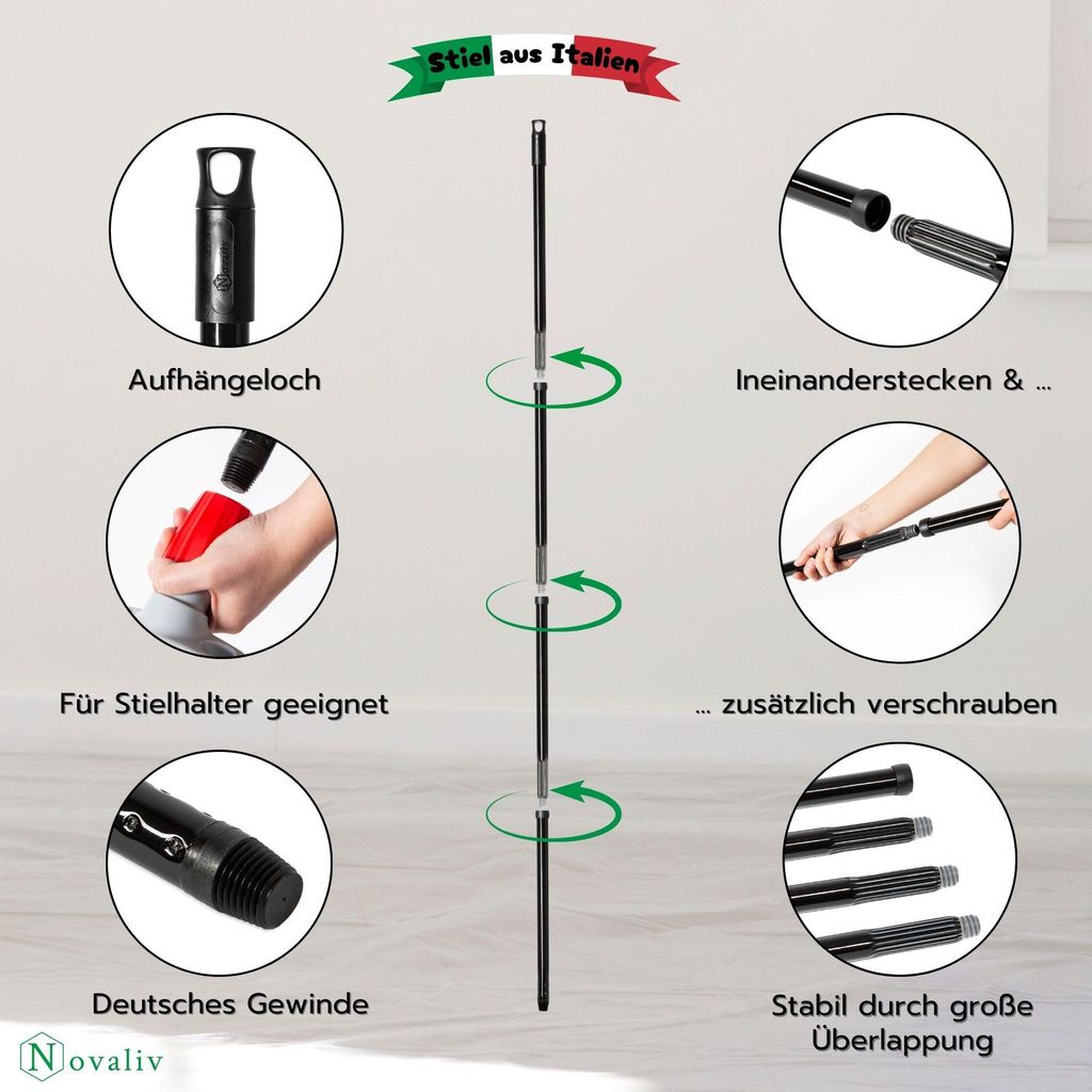 Novaliv miotła ogrodowa z rączką z włosia V 40 cm Elaston Zdjęcie produktu 