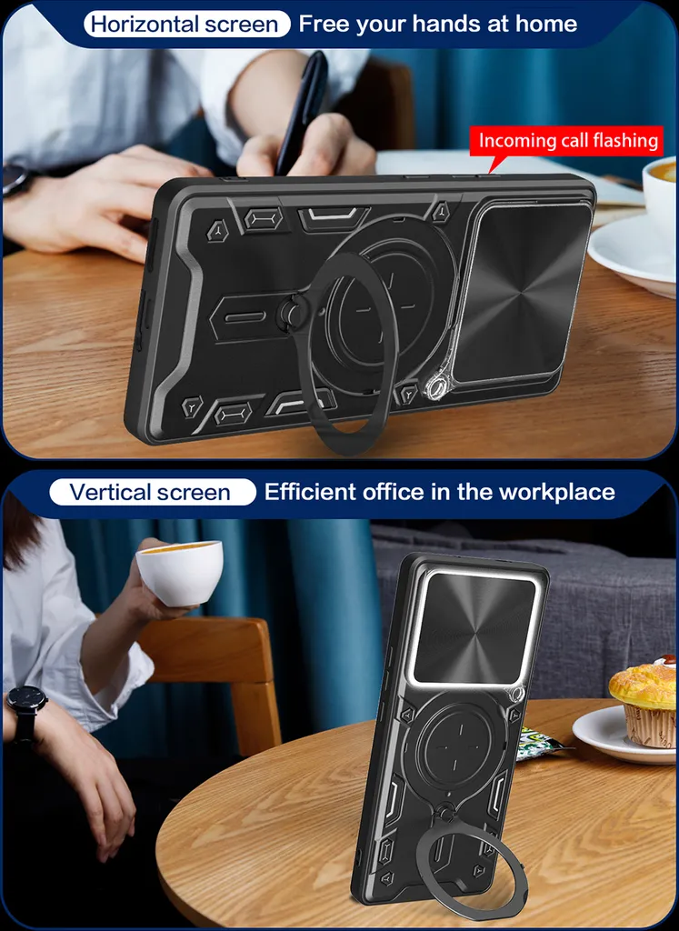 Custodia Tecno Pova 6 4G: Cover Blindata Argento con Anello e Protezione - 5