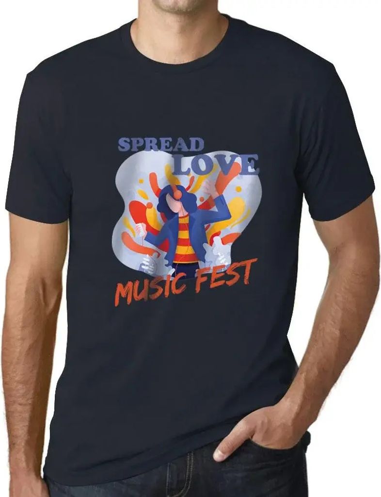 Herren Grafik T-Shirt Musikfest verbreitet Liebe – Music Fest Spread Love – Öko-Verantwortlich Vintage Jahrgang Kurzarm Lustige Druck Geburtstag