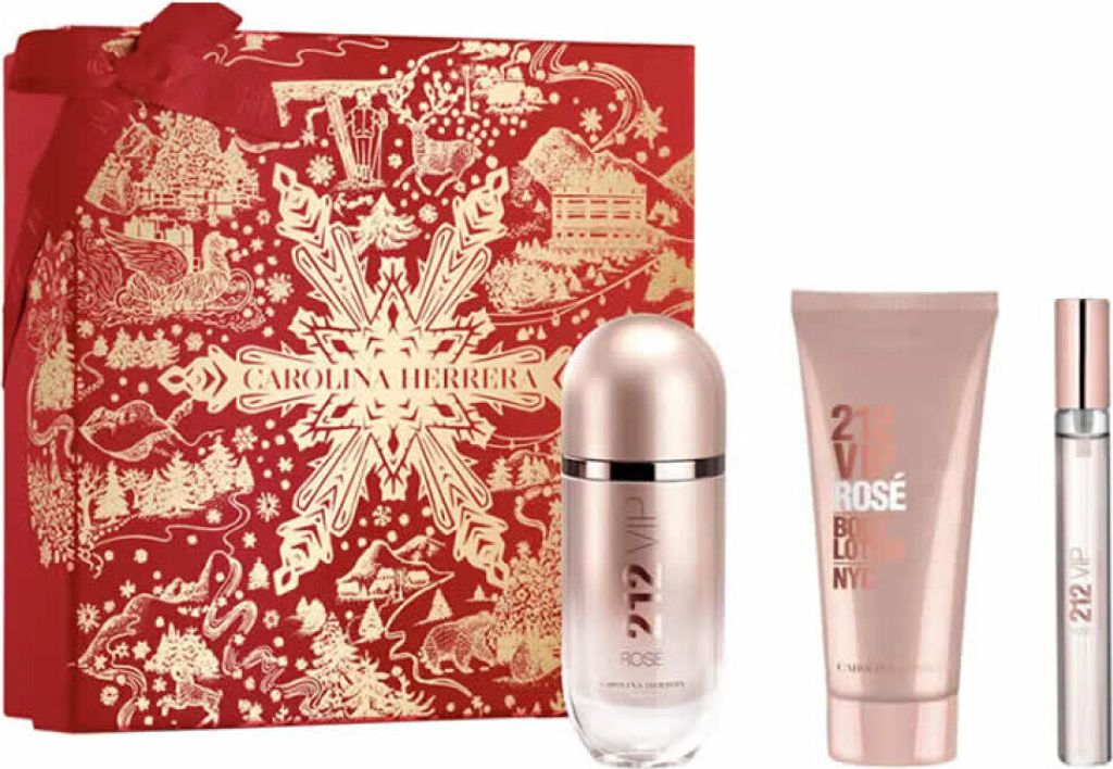 Carolina Herrera 212 Vip Rose Eau De Perfume Spray 80ml Set 3 Pieces