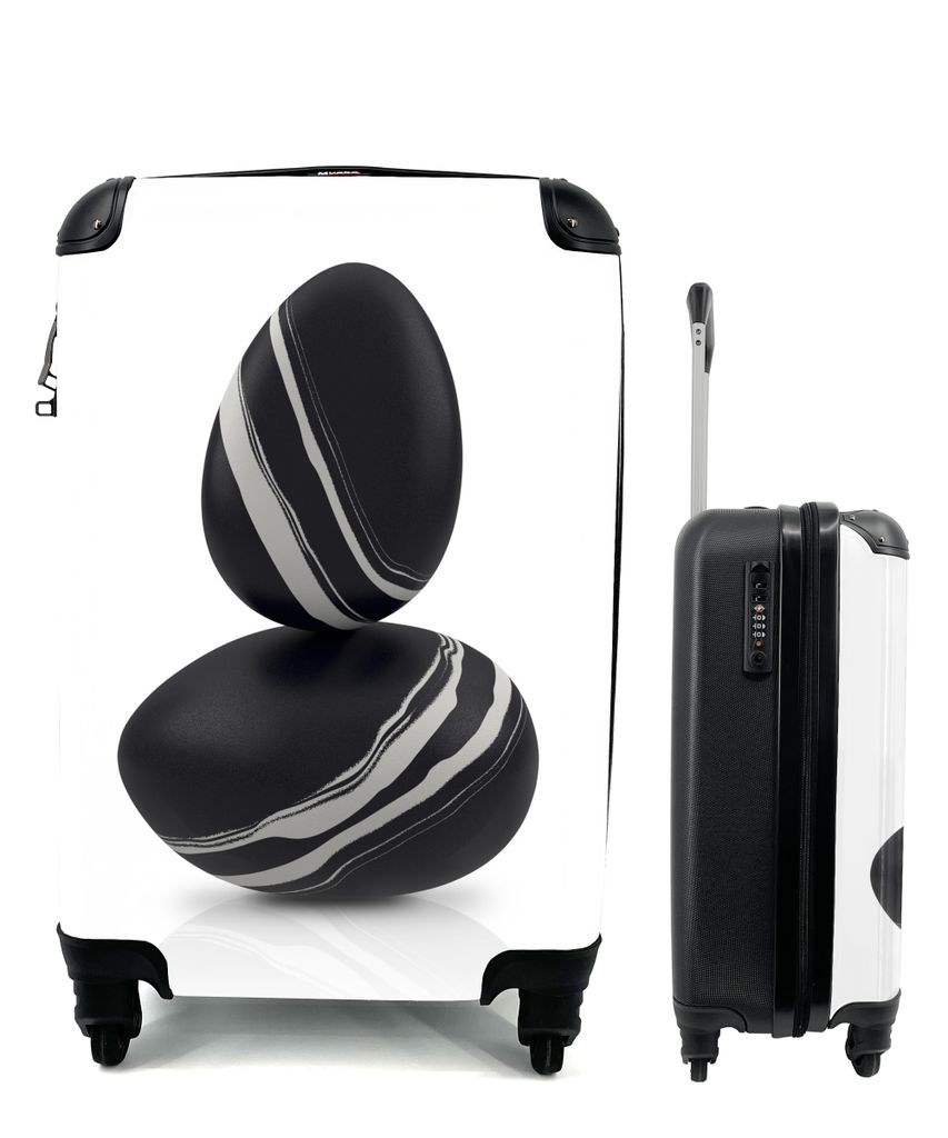 MuchoWow Koffer Handgepäck Trolley Rollkoffer Kleine Reisekoffer mit 4 Rollen - Aufgetürmte Zen-Steine - Cabin Size < 55x40x23 cm & 55x40x20 cm...