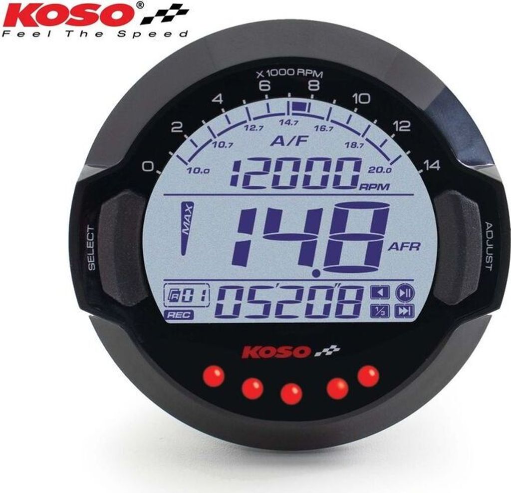 KOSO Luft/Kraftstoff-Verhältnismesser & Drehzahldatenlogger mit BOSCH LSU 4.9 Sensor