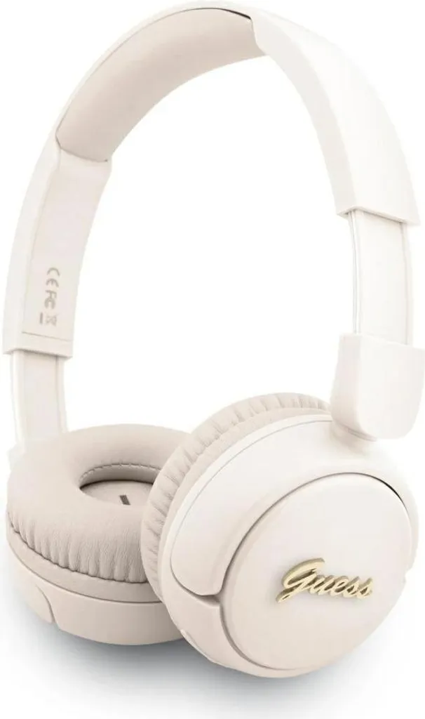 Guess Metal Logo Script Beige: Cuffie BT 5.3 Affidabili e di Classe