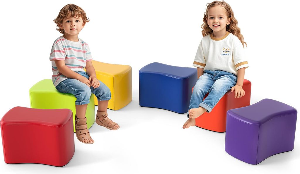 COSTWAY zestaw 6 taboretów dziecięcych, taboret motyl Zdjęcie produktu 