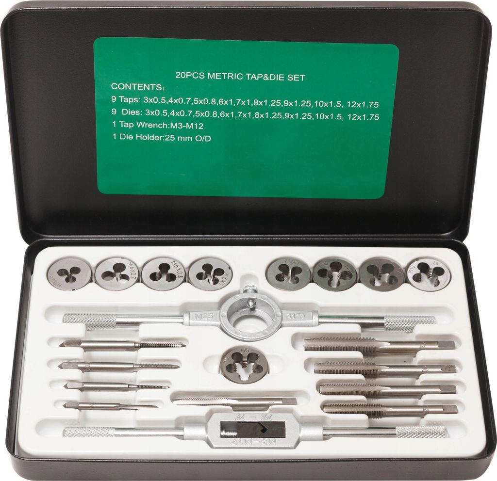 Gewindebohrer und Schneideisen, 20-teiliges Set