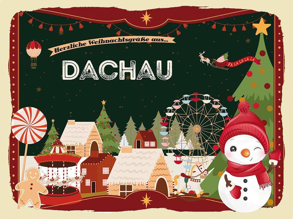 vianmo Holzschild 30x40 cm Weihnachtsgrüße aus DACHAU Weihnachten