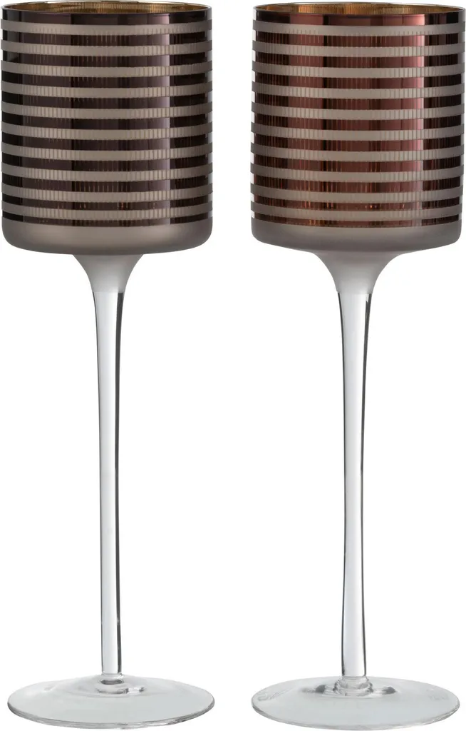Porte-bougies Ambiance Cosy Verre Marron J-Line pour Salon et Table 2P