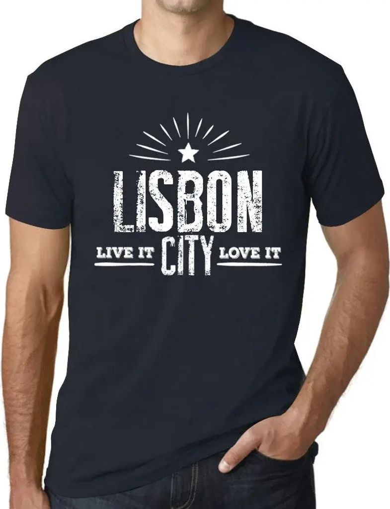 Herren Grafik T-Shirt Lebe es liebe es lissabon – Live It Love It Lisbon – Öko-Verantwortlich Vintage Jahrgang Kurzarm Lustige Druck Geburtstag