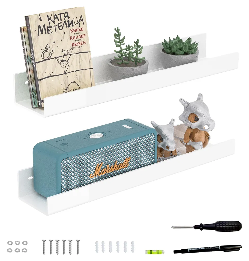 Rangement mural blanc 46cm pour cuisine et salle de bain - Lot de 2