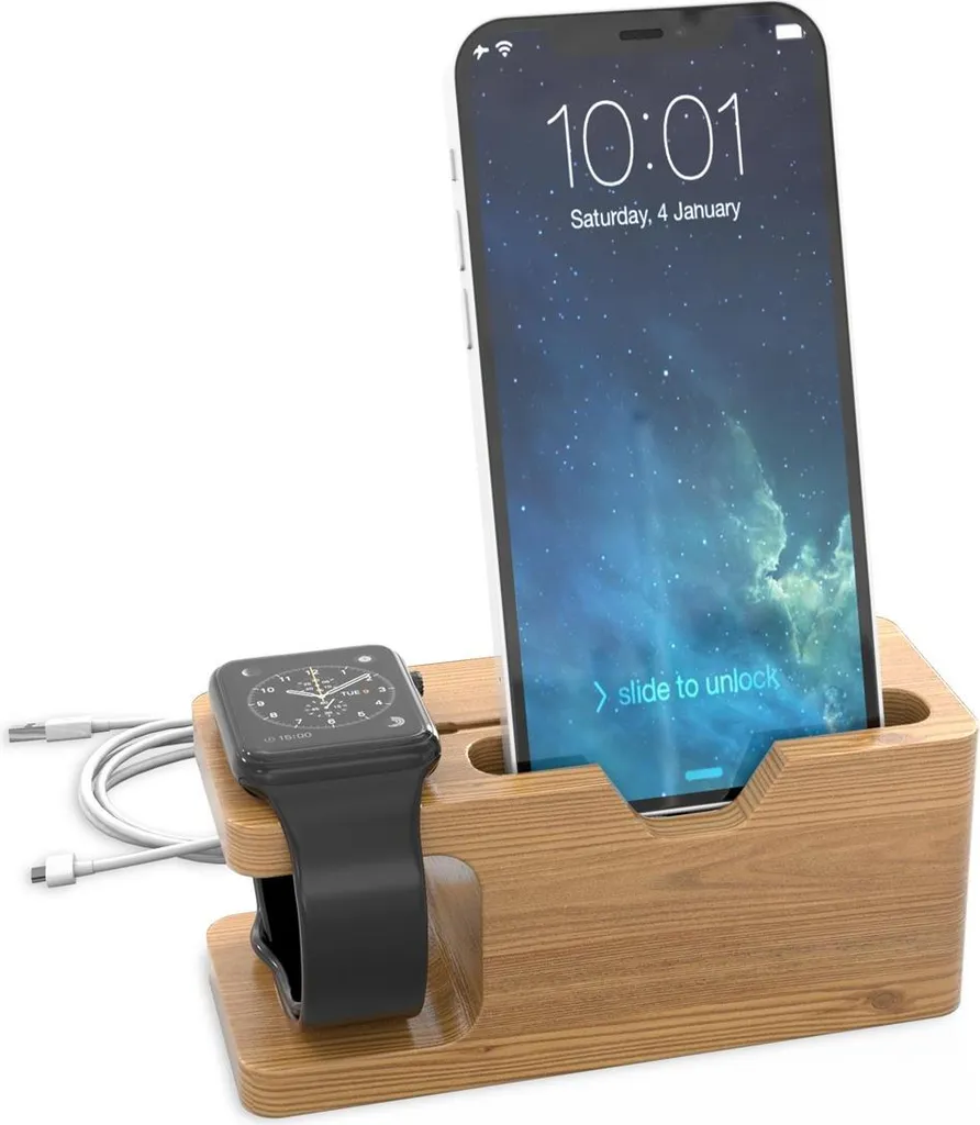 Organizer Docking Station Cadorabo Bambù per Dispositivi Multipli