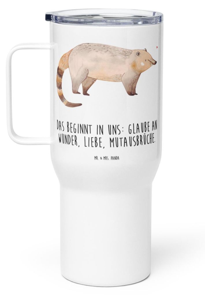 Mr. & Mrs. Panda thermosbecher Nasenbär - Weiß - Geschenk, Bär, Nasenbären, Lustige Sprüche, Kaffee-Thermobecher, Trinkgefäß, Rüsselbär, T...