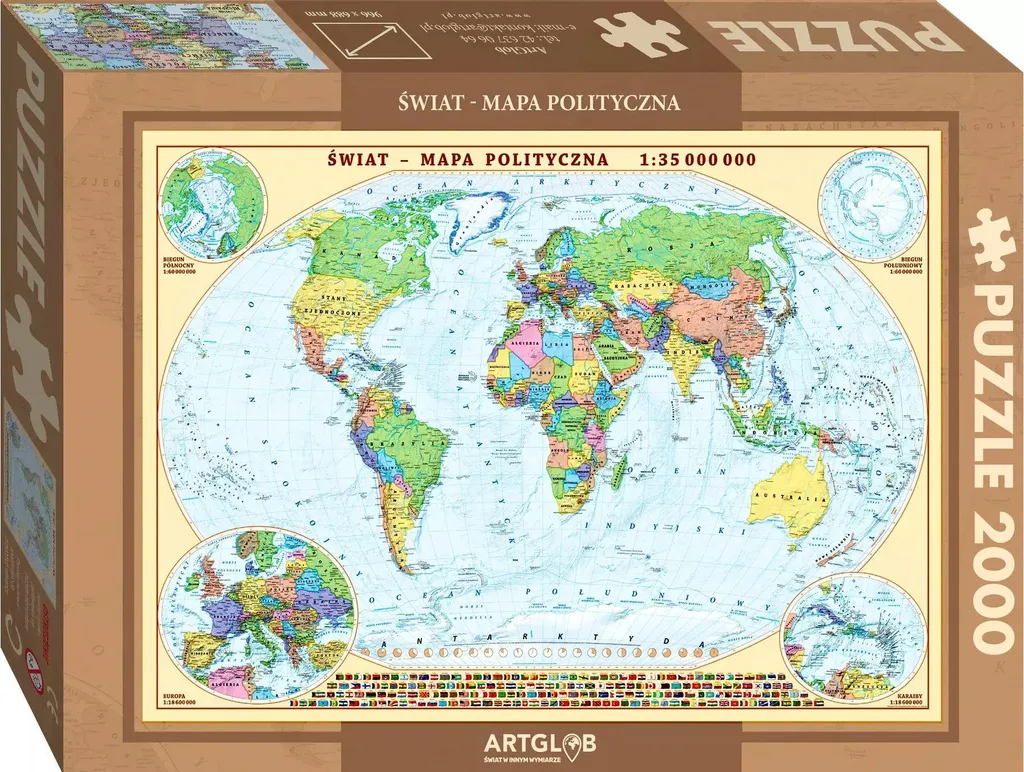Puzzle Carte du Monde Politique 2000 pièces - Grand format pour adultes