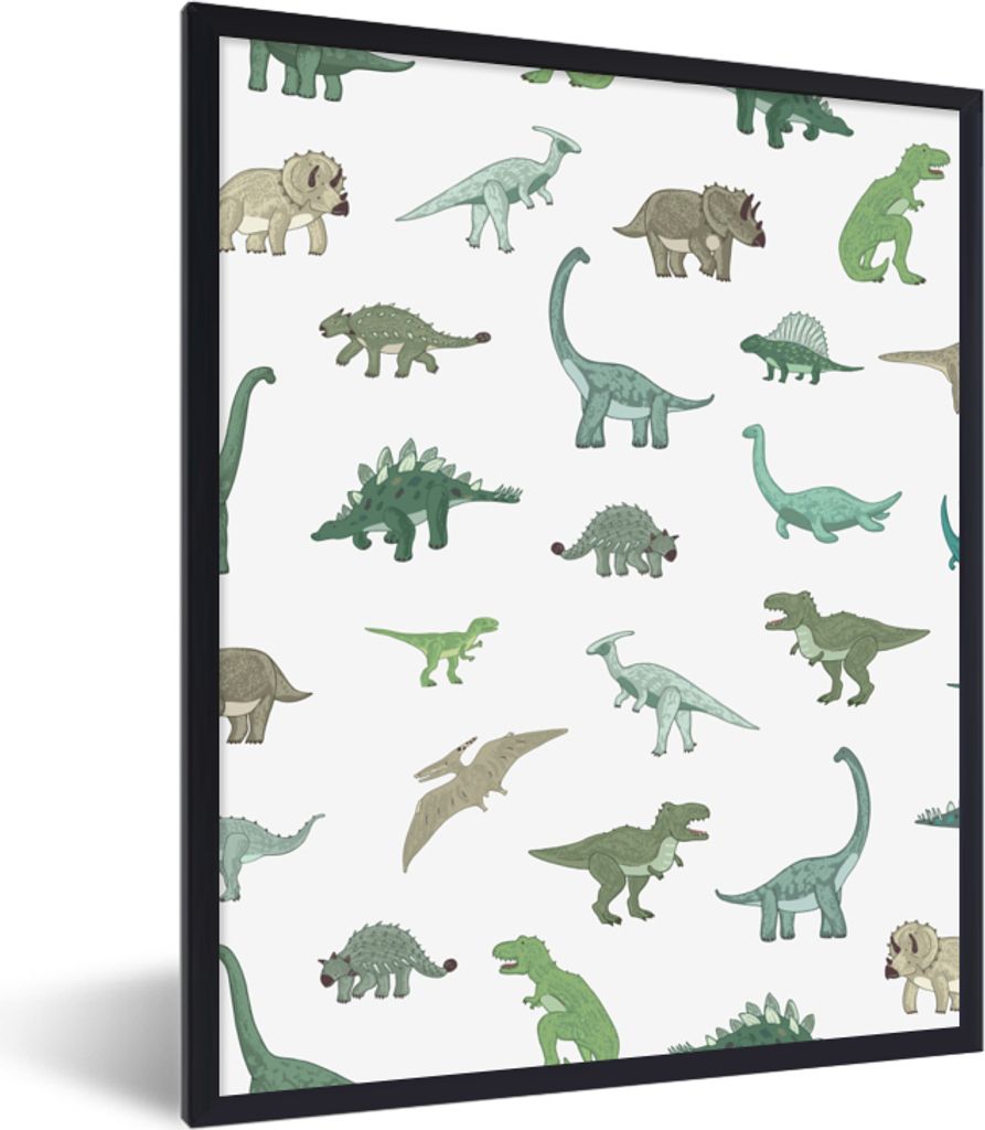 MuchoWow® Gerahmtes Poster Dinosaurier - Grün - Jungen - Produktbild 
