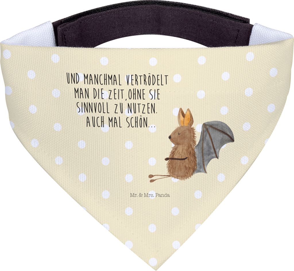 Mr. & Mrs. Panda Bandana Fledermaus Sitzen - Gelb Pastell - Geschenk, Halstuch Hund, Für Hunde, Hundeschal, Entspannen, Lustige Sprüche, Flederm...