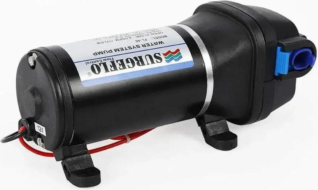 Wasserpumpe - 12V Zentrifugal Druck-/Boosterpumpe - 40 PSI Druck - EU-Stecker - Für Abwasser - Intervallbetrieb - Elektrisch - Schwarz