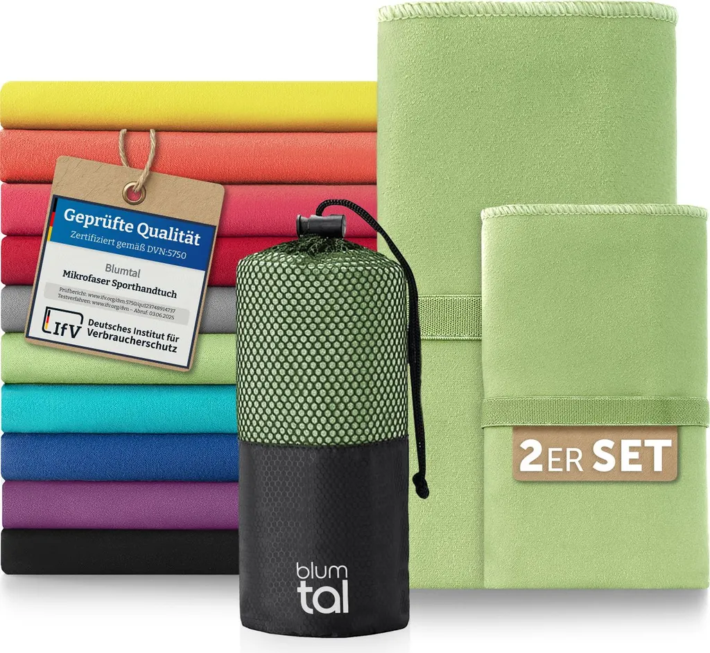 Telo Viaggio Blumtal Microfibra 180x90 Verde - Ultra Assorbente