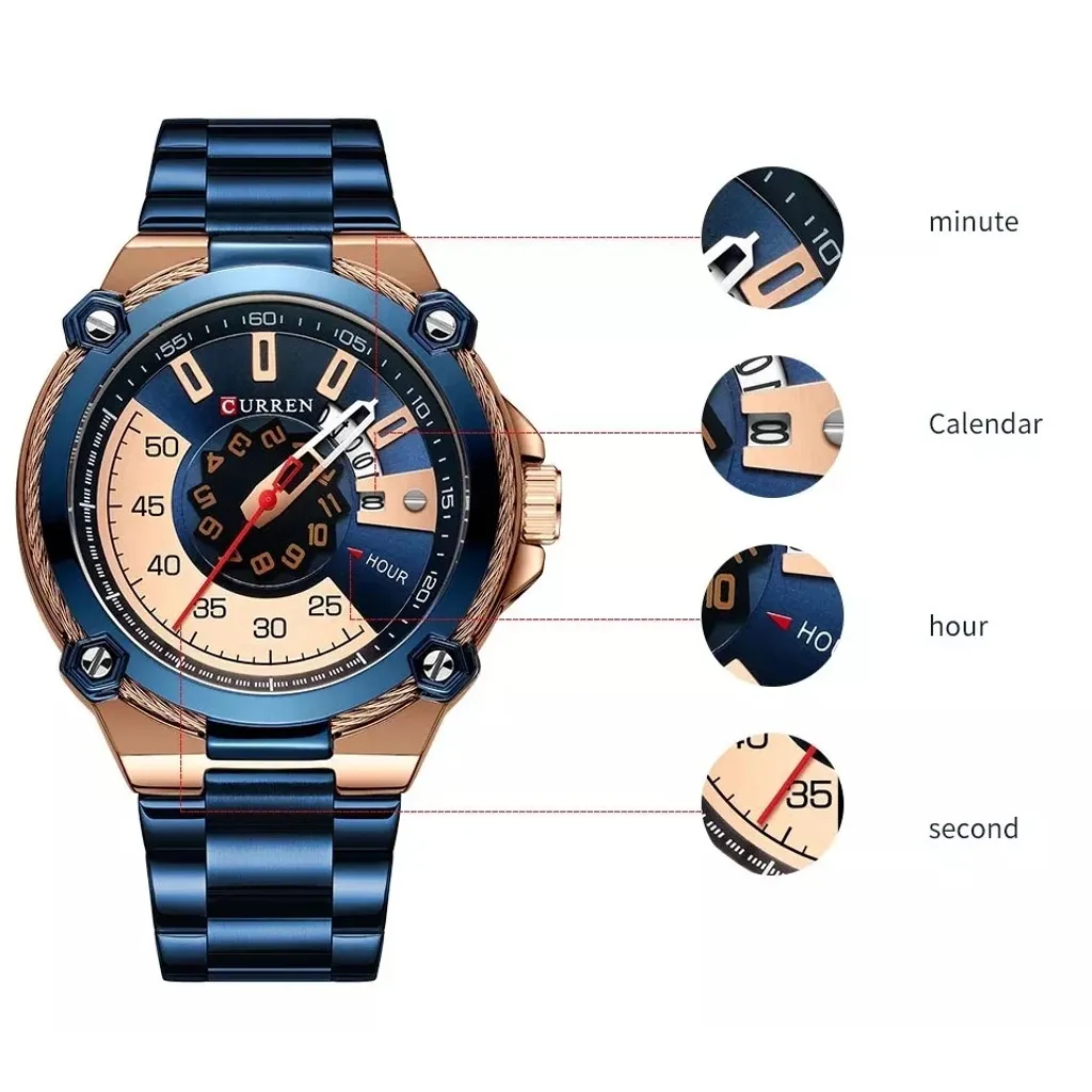 Cronografo Militare CURREN Cody Nero Oro KP14380: Grinta e Precisione - 4