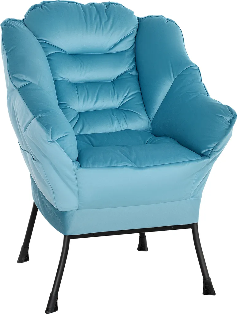 Poltrona Imbottita HOMCOM Blu Velluto: Design Glamour per Camera e Salotto
