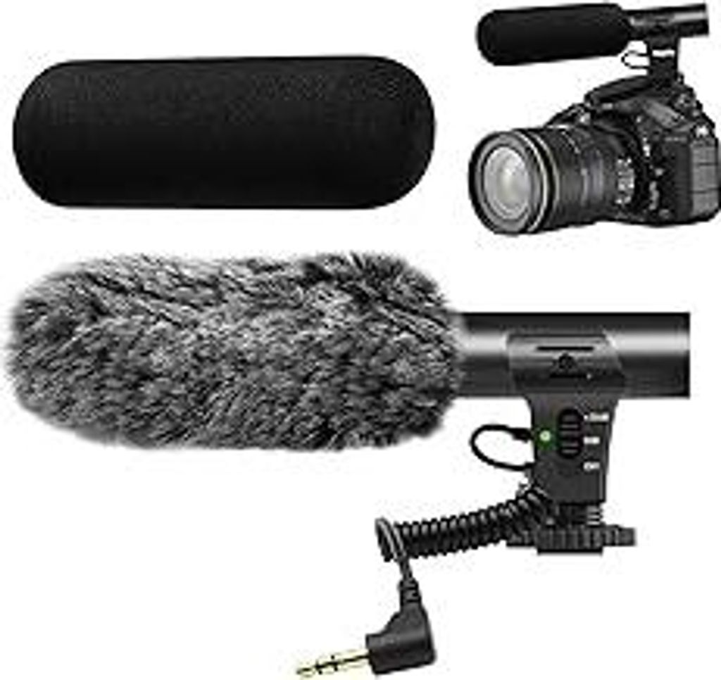 Videomikrofon für DSLR-Interviews, Kamera Mikrofon Shotgun-Mikrofon für Canon, Nikon, Sony, Panasonic, Fujifilm, Videomikrofon mit Windschutz, 3....