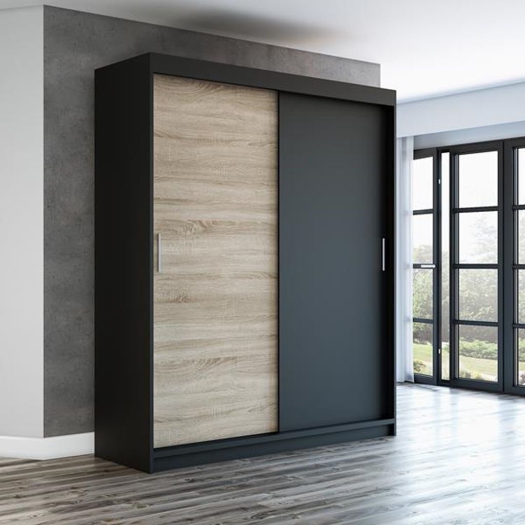 Schwebetürenschrank, 2-türig Schrank 180 cm mit Spiegel PAX
