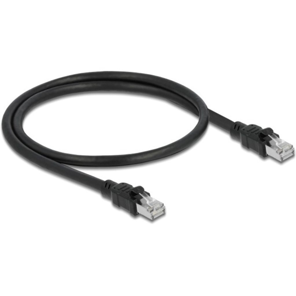 Cat.6A F/UTP Netzwerkkabel RJ45 0,5m mit Metallmantel, schwarz