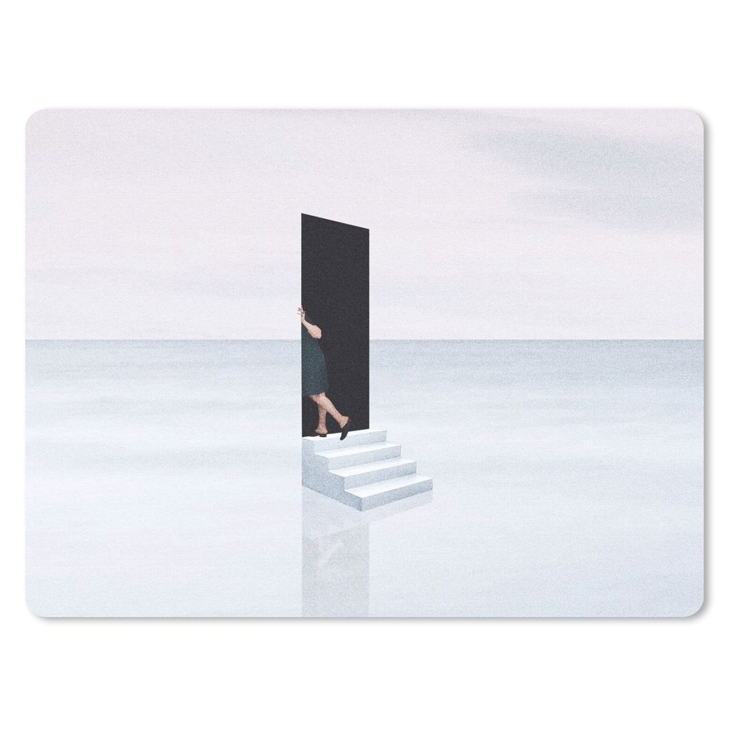 MuchoWow® Mauspad Mousepad Frau - Treppe - Abstrakt - Tür Produktbild 