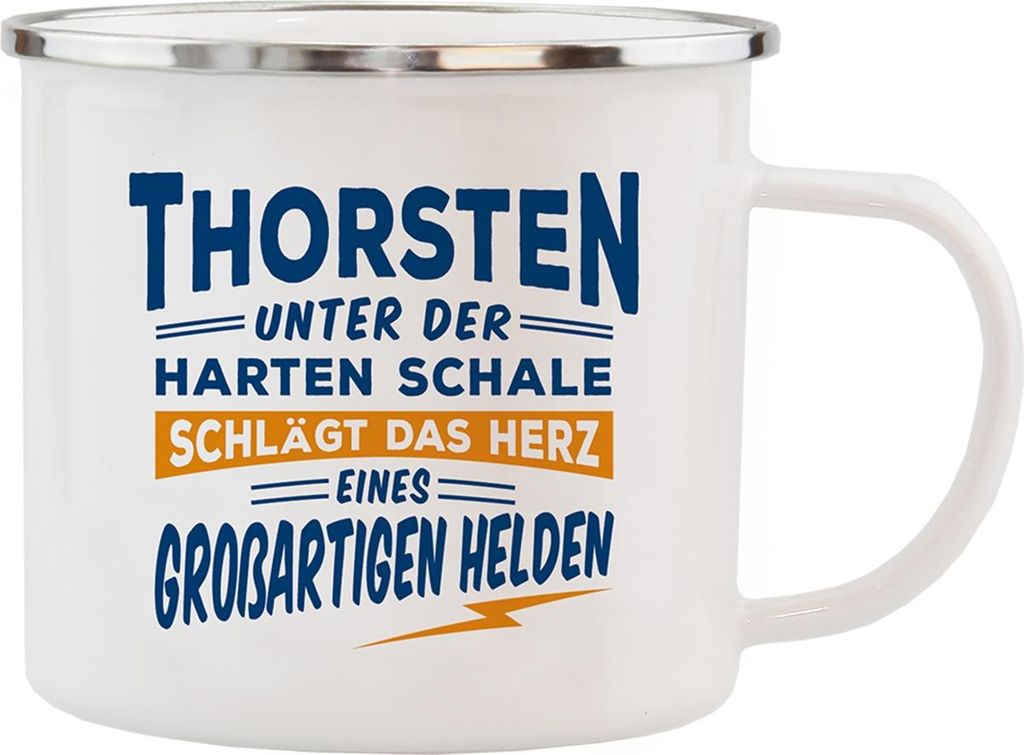 Echter Kerl Emaille Kaffeetasse Kaffeebecher Thorsten