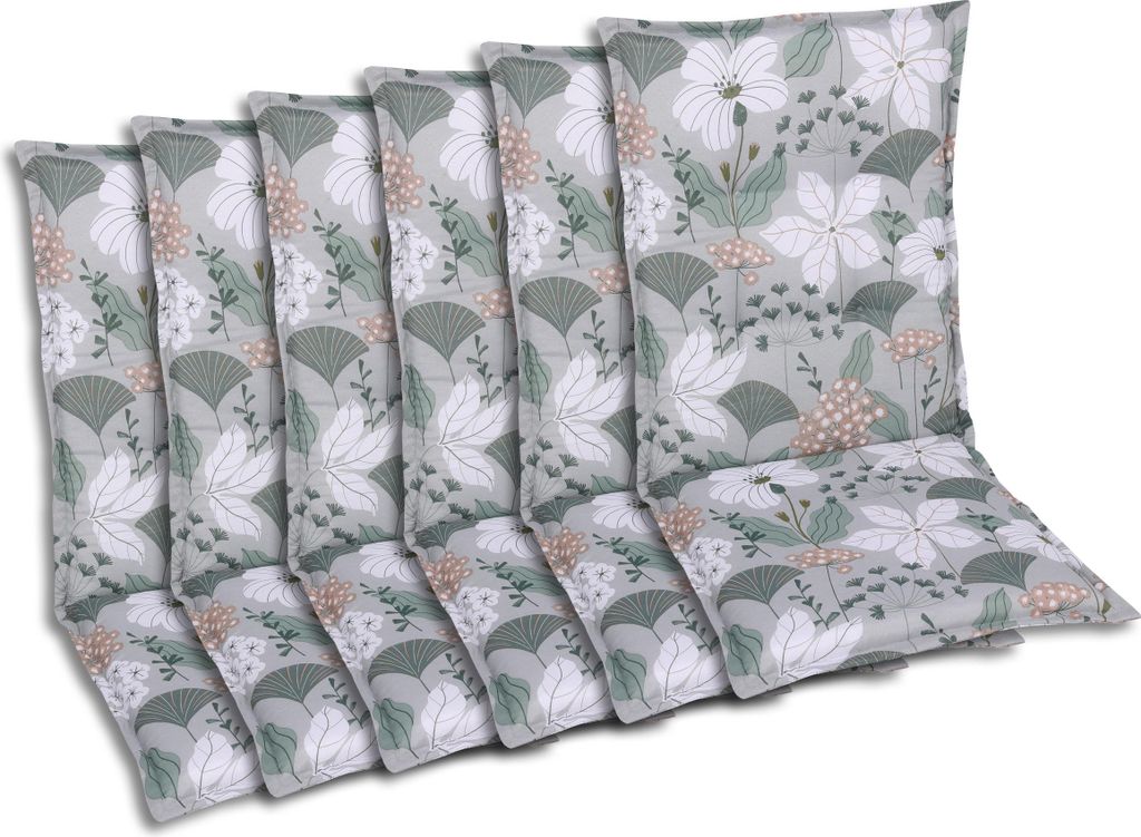 GO-DE Textil, Sesselauflage Mittellehner, 6er-Set, Farbe: grün, Maße ca.: 108 cm x 50 cm x 6 cm