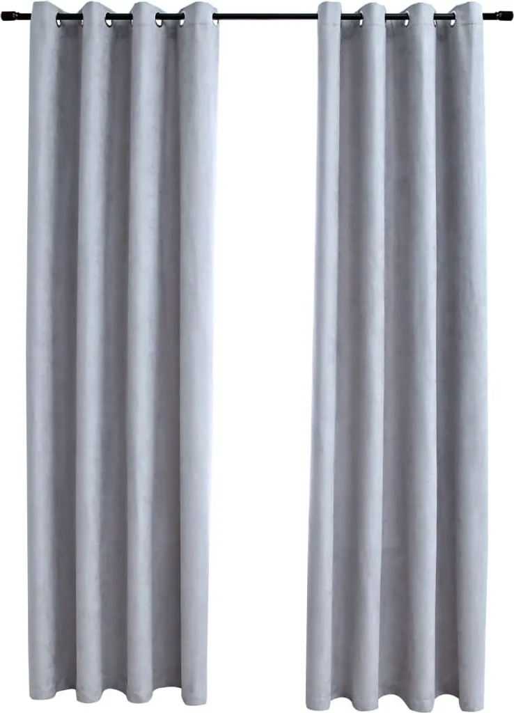 vidaXL Tende oscuranti con occhielli in metallo 2 pz. Grigio 140x245cm