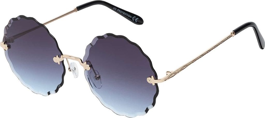 Damen Sonnenbrille Rund Form Designer 80er Modern Urlaub Sommer Strand 30572 Schwarz/Blau