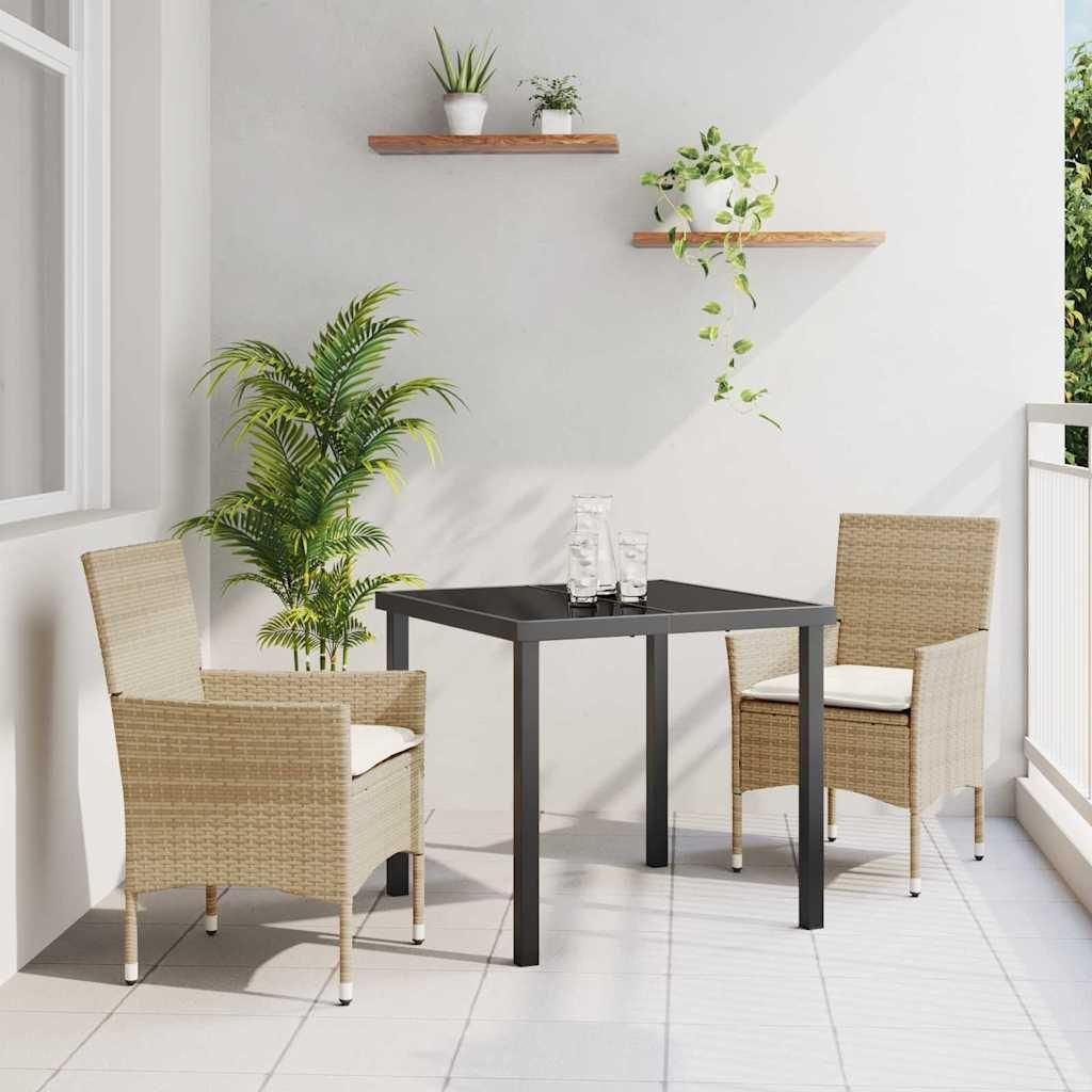 Maison Exclusive - Garten Essgruppe mit Kissen 3 pcs Beige Poly-Rattan