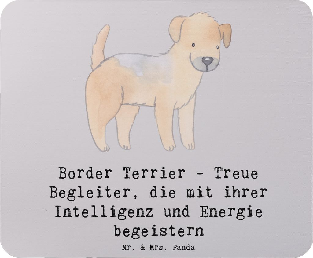 Mr. & Mrs. Panda Mousepad Border Terrier Freunde - Grau Pastell - Geschenk, mousematte, computermatte, Hunderassen Pflege, Mauspad, robuste Hunde, ...
