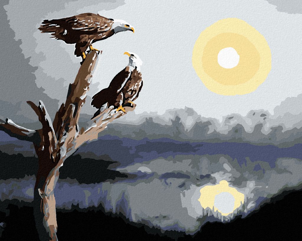 Zuty - Malen nach Zahlen - ZWEI ADLER AUF EINEM AST (D. RUSTY RUST), 40x50 cm, mit Keilrahmen (bereits gespannt)