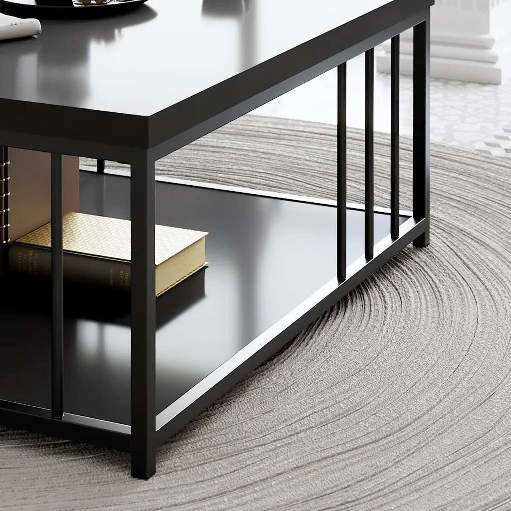 Skye Decor Zenn Table basse Anthracite et Noir 90x90cm Design Carré - 4