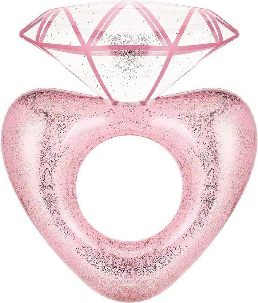 Rosa Glitzer Schwimmbadring aus PVC für Erwachsenen